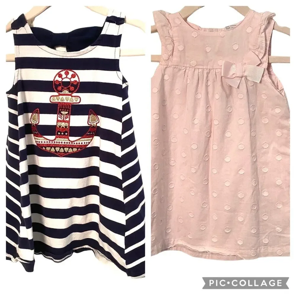 Little girls Spring dresses 2pc lot bundle 12m